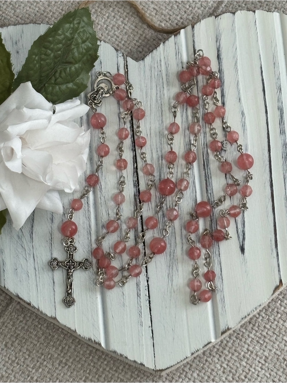 📿 Rose Quartz Gemstone Bead Rosary